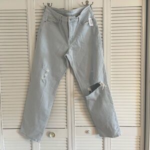 NWT Old Navy OG Loose Light Wash Distressed Jeans, Size 14